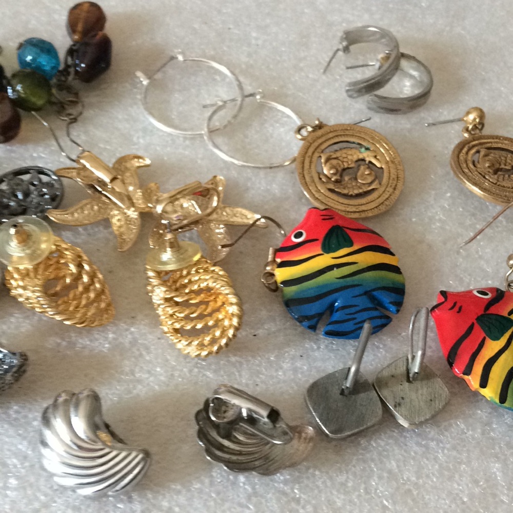 Vintage lot 14 earrings - Picture 5 of 6
